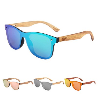 T Square Frameless Polarized Bamboo Wooden Sunglasses