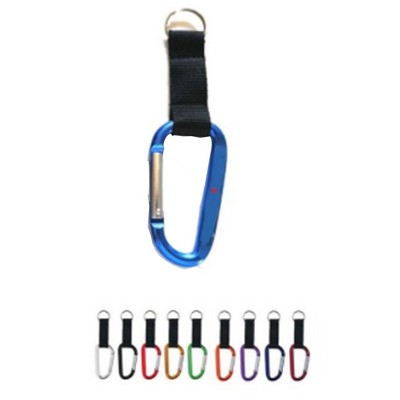 Aluminum Carabiner w/Nylon Woven Split Key Ring