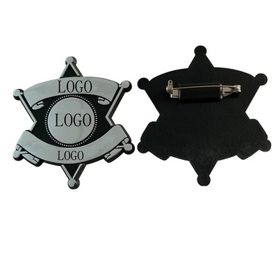 2.5" ABS Sheriff Badge Star Shape Pin-back Badges