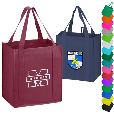 Heavy Duty 100GSM Non-Woven Grocery Tote Bag w/ Gusset (13" x 15" x 10")