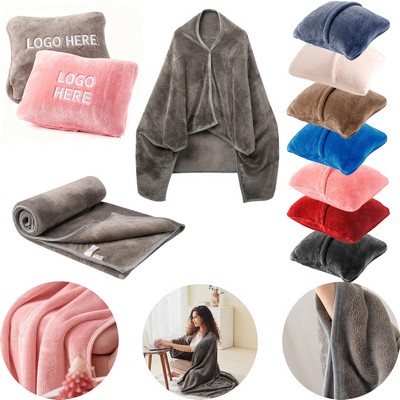 Multi-functional Flannel Pillows Blanket