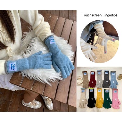 Forearm Length Knitted Gloves Winter Thermal Gloves with Touchscreen Fingertips