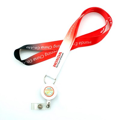 1" Full Color Lanyards With Retractable Reel Combo