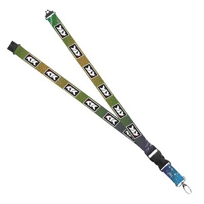 IMPORT Maverick 1" Dye-Sublimated Lanyard w/ Slide Buckle Release, Silver Metal Oval & Convenience R