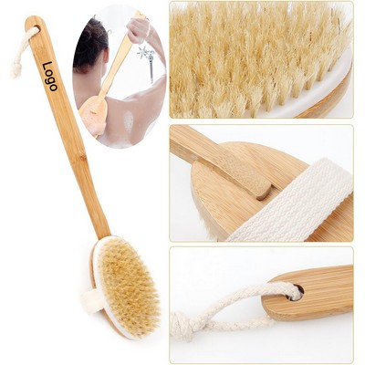 16" Long Wood Handled Boar Bristle Back Body Brush Back Scrubber or Shower