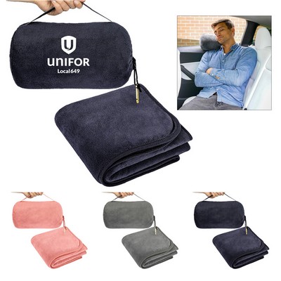 Travel Blanket 2-in-1 Airplane Blanket with Carry-on Luggage Bag