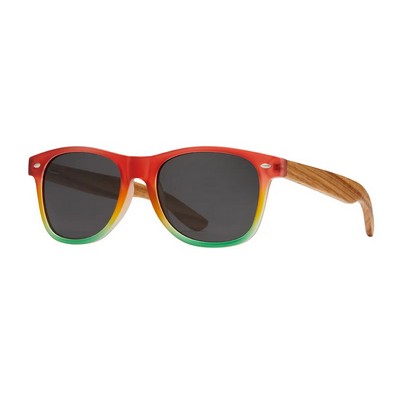 Chief Eco-Sustainable Polarized Sunglasses w/Rasta & Zebra Wood Frame