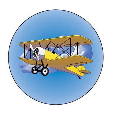 Yellow Bi-Plane Round Badge w/ Bar Pin (2 1/2" Diameter)